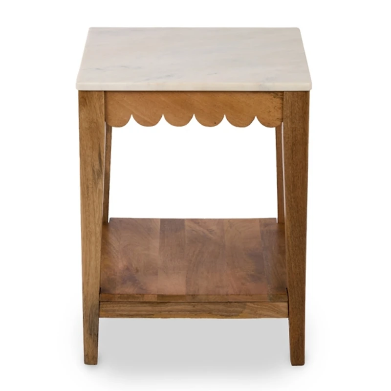Marble and Wood Ayla Accent Table