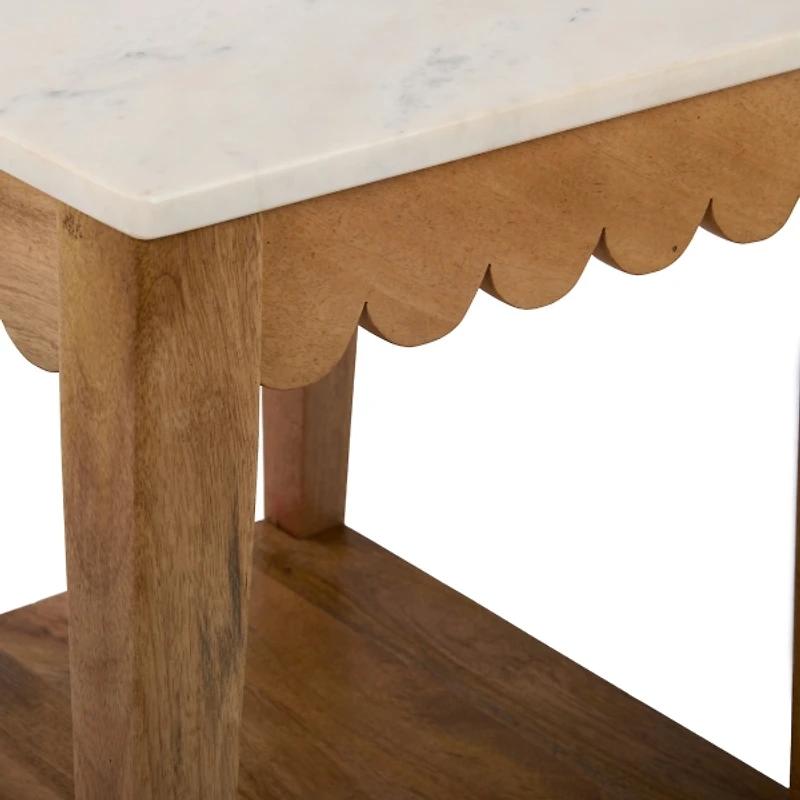 Marble and Wood Ayla Accent Table