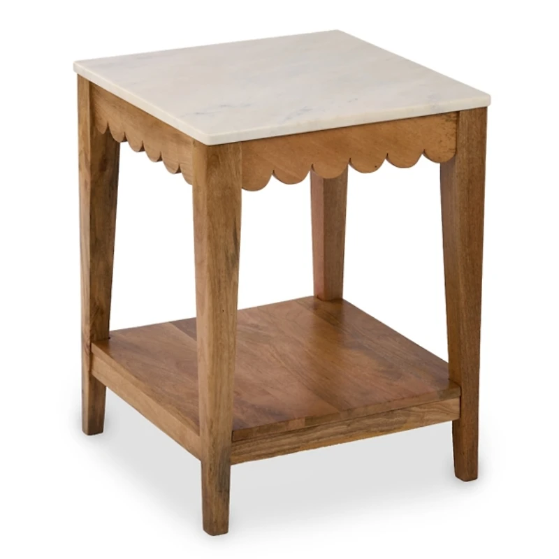 Marble and Wood Ayla Accent Table