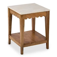 Marble and Wood Ayla Accent Table