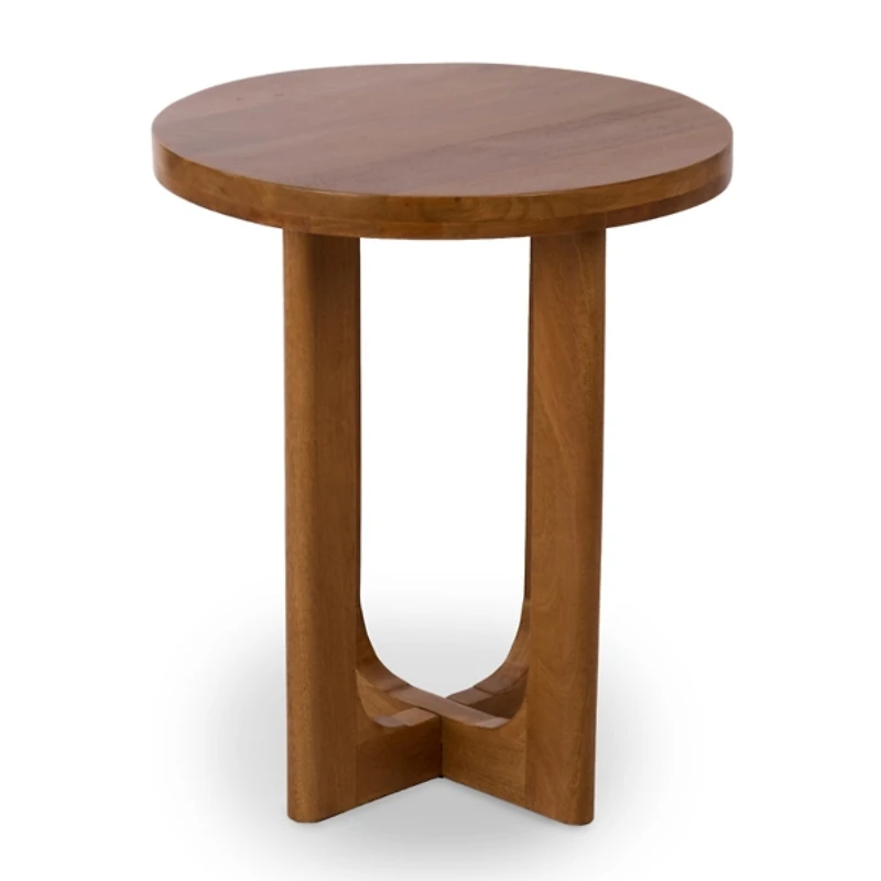 Round Porto Natural Wood Side Table