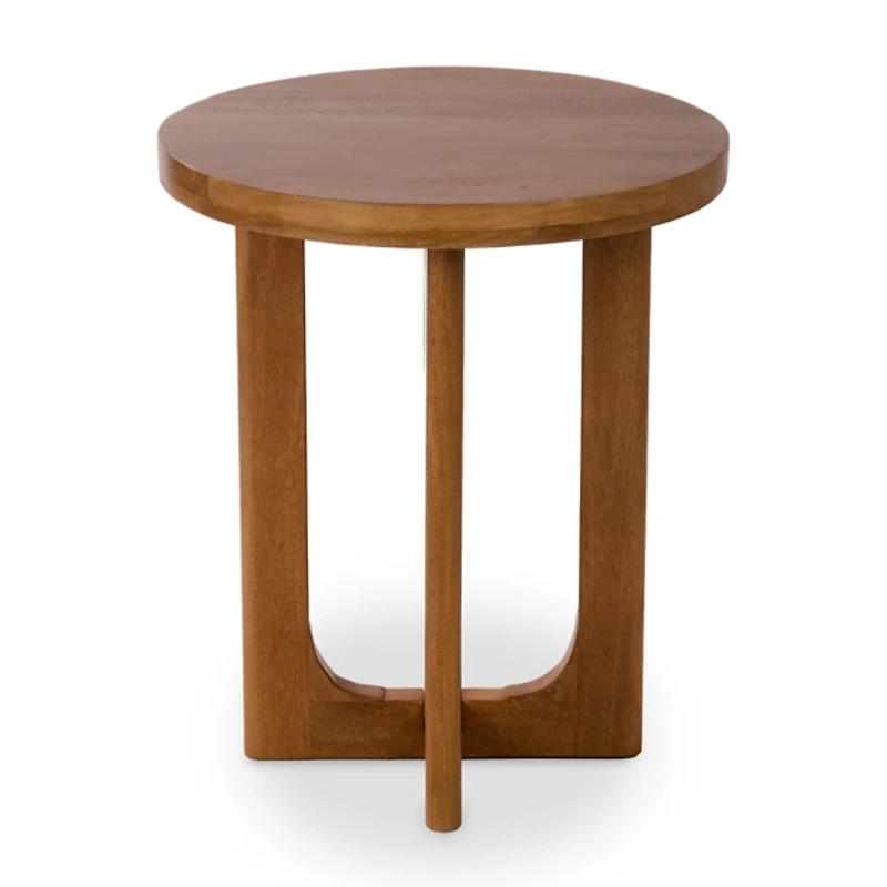 Round Porto Natural Wood Side Table