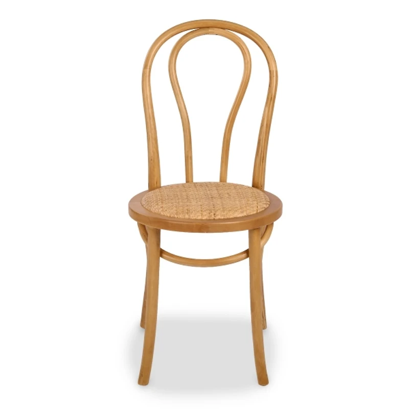 Natural Wood and Rattan Bistro Chair