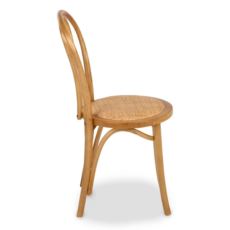 Natural Wood and Rattan Bistro Chair