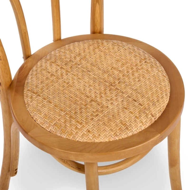 Natural Wood and Rattan Bistro Chair