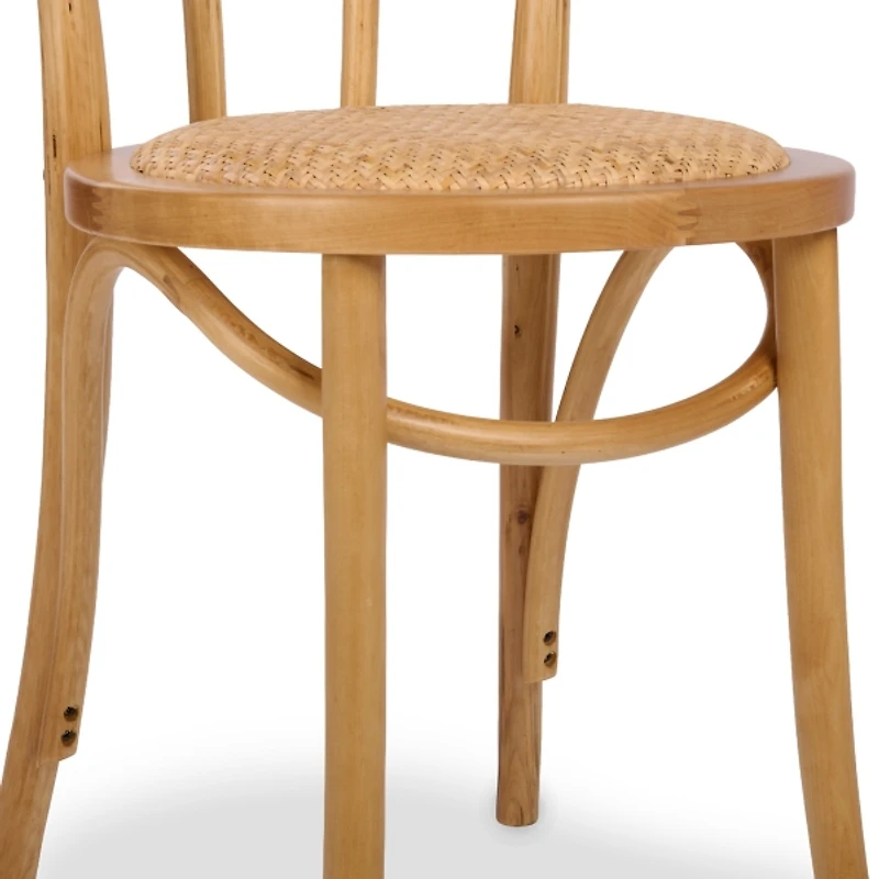 Natural Wood and Rattan Bistro Chair
