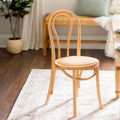 Natural Wood and Rattan Bistro Chair