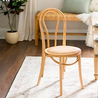 Natural Wood and Rattan Bistro Chair