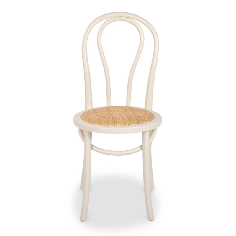 White Wood and Rattan Bistro Chair