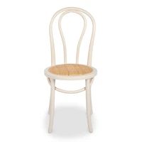 White Wood and Rattan Bistro Chair