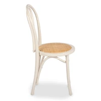 White Wood and Rattan Bistro Chair