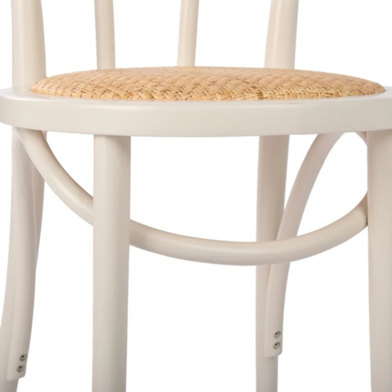 White Wood and Rattan Bistro Chair