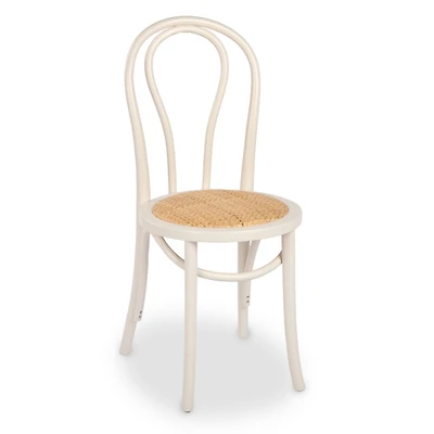 White Wood and Rattan Bistro Chair