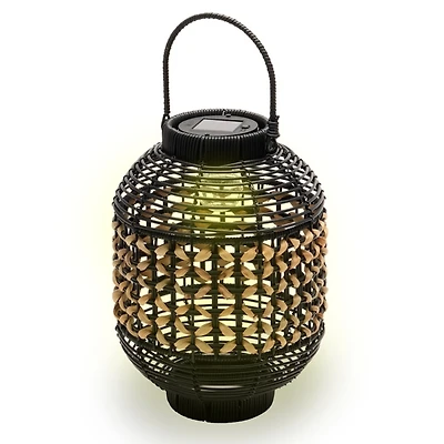 Natural Woven Black Solar Lantern