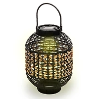 Natural Woven Black Solar Lantern