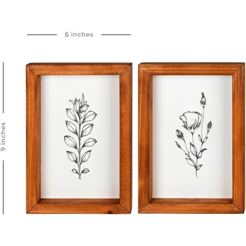 Farmhouse Wildflower Stems Framed Art, Set of 2