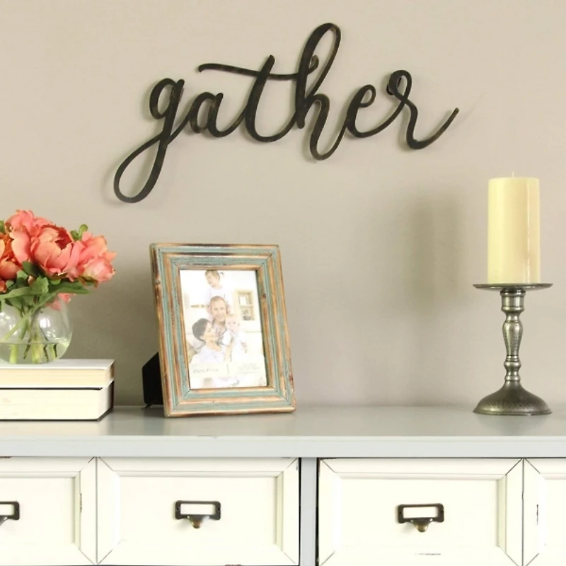 Gather Script Metal Wall Plaque