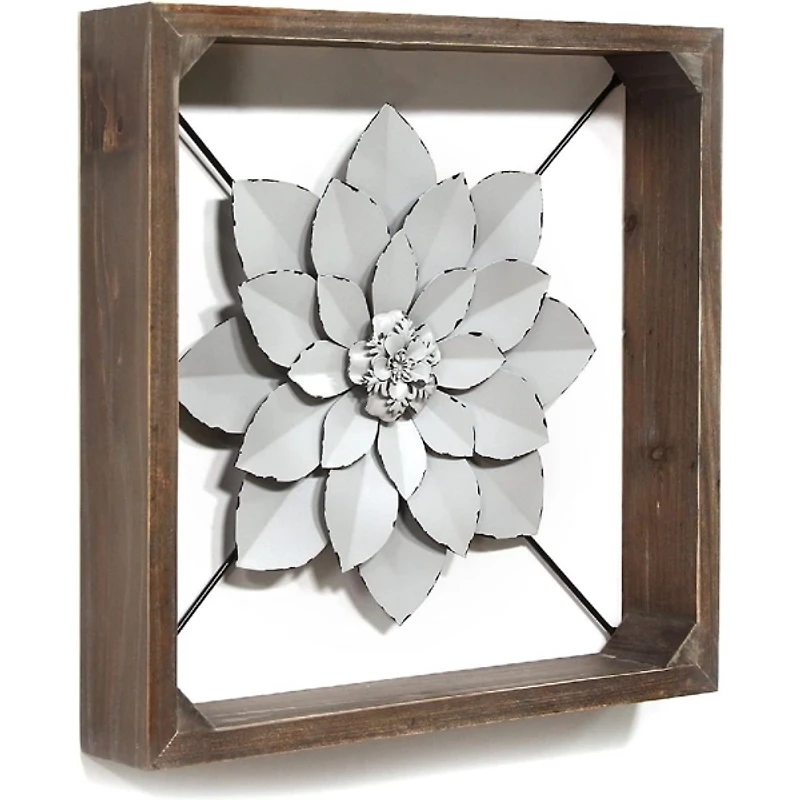 Framed Metal Flower Wall Plaque