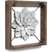 Framed Metal Flower Wall Plaque