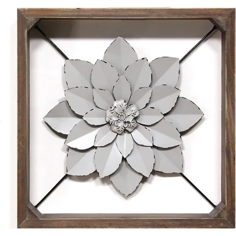 Framed Metal Flower Wall Plaque