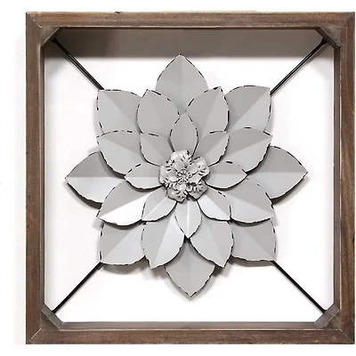 Framed Metal Flower Wall Plaque