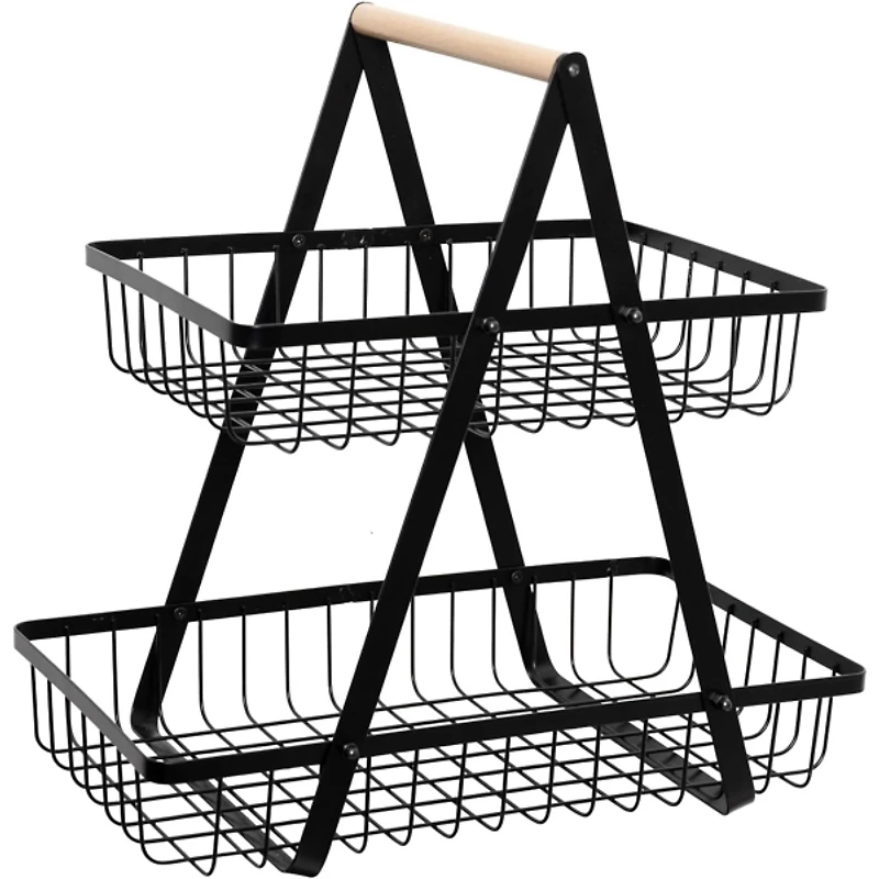 Black Metal 2-Tier Basket