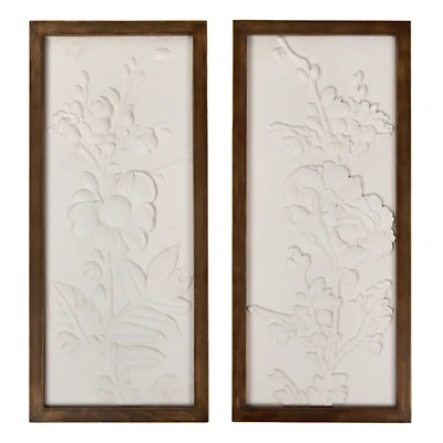White Dimensional Flowers Wall Plaques
