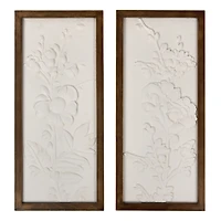 White Dimensional Flowers Wall Plaques