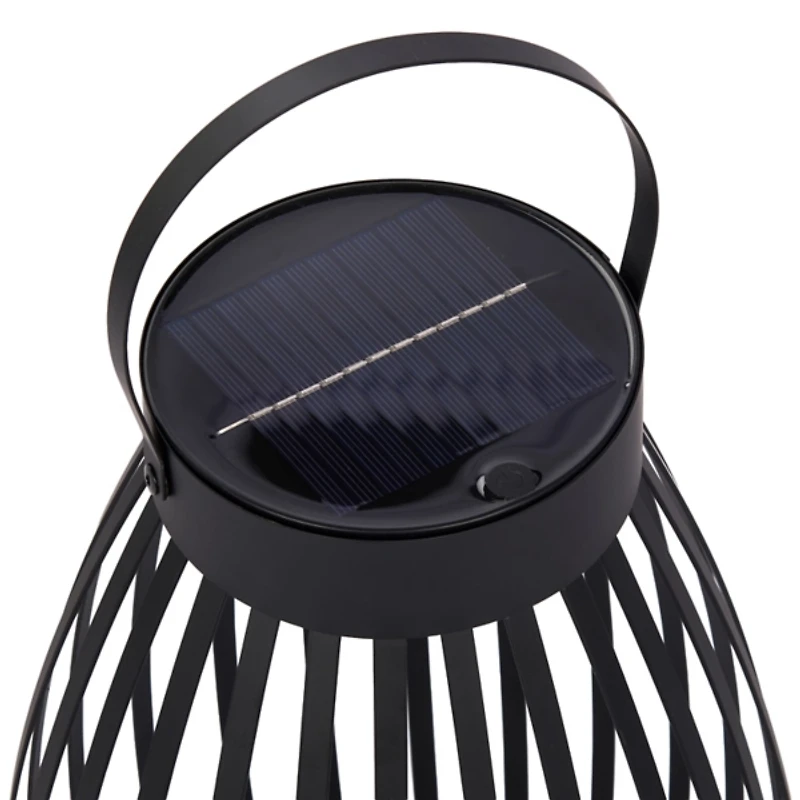 Black Metal Curved Solar Lantern, 19 in.