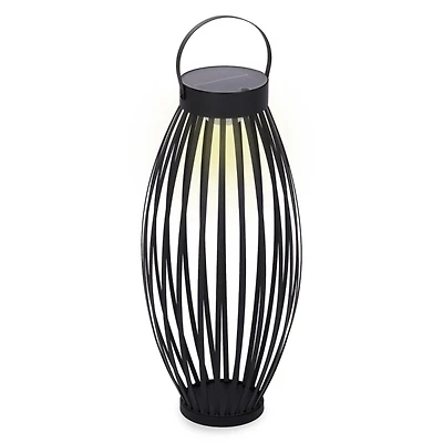 Black Metal Curved Solar Lantern, 19 in.