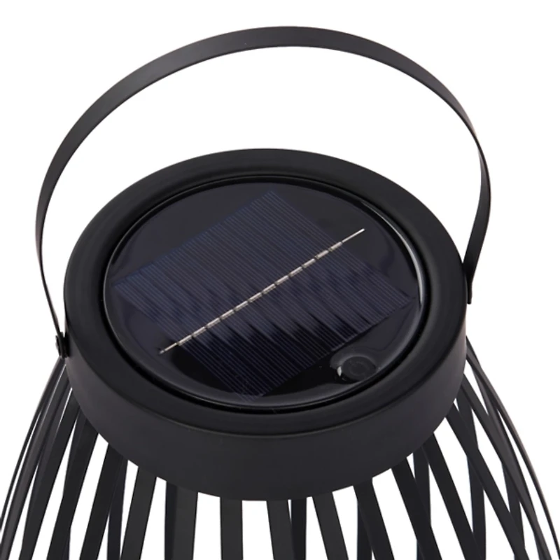 Black Metal Curved Solar Lantern, 27.5 in.