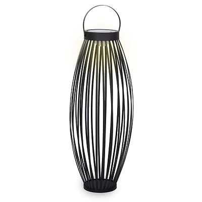 Black Metal Curved Solar Lantern, 27.5 in.