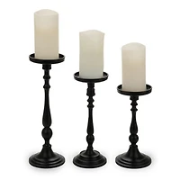Black Metal Pillar Candle Holders, Set of 3