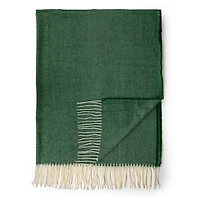 Green Herringbone Fringe Throw