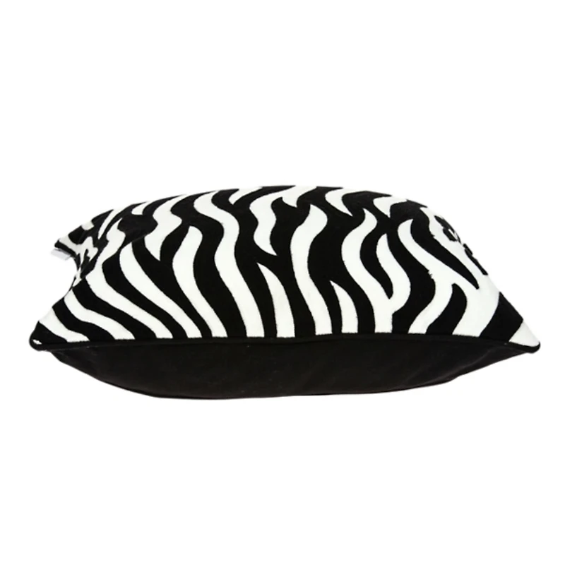 Black and White Zebra Woven Pillow