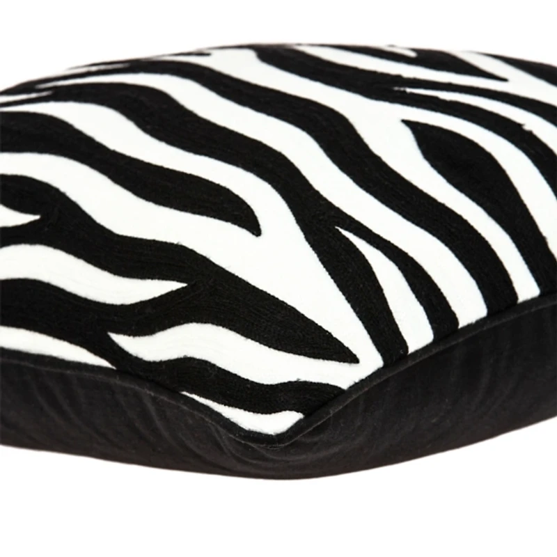 Black and White Zebra Woven Pillow