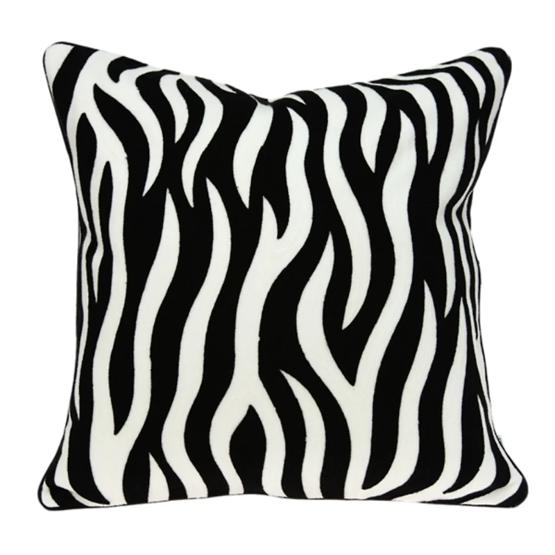 Black and White Zebra Woven Pillow
