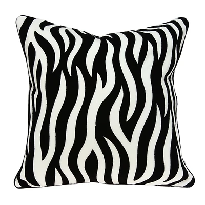 Black and White Zebra Woven Pillow