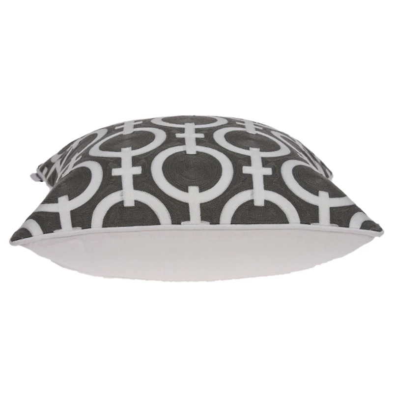Gray and White Woven Circles Pillow