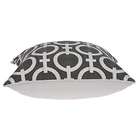 Gray and White Woven Circles Pillow
