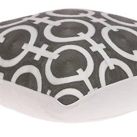 Gray and White Woven Circles Pillow