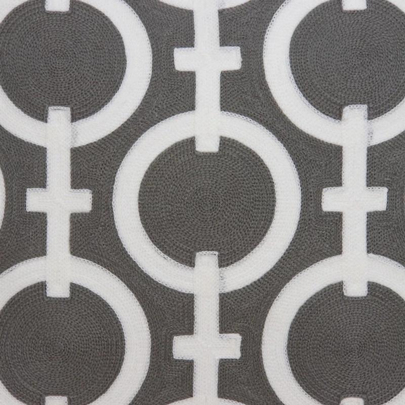 Gray and White Woven Circles Pillow