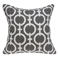 Gray and White Woven Circles Pillow