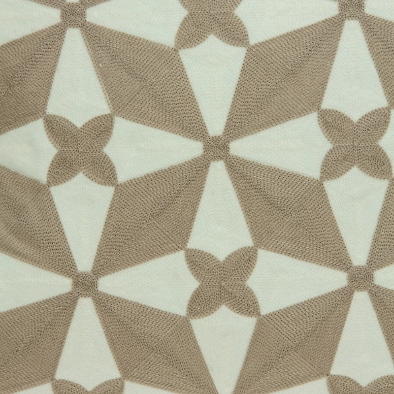 Beige and White Woven Geometric Pillow