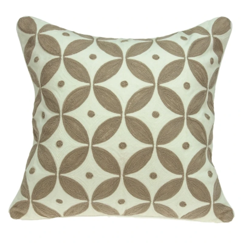 Capella Beige and White Woven Pillow