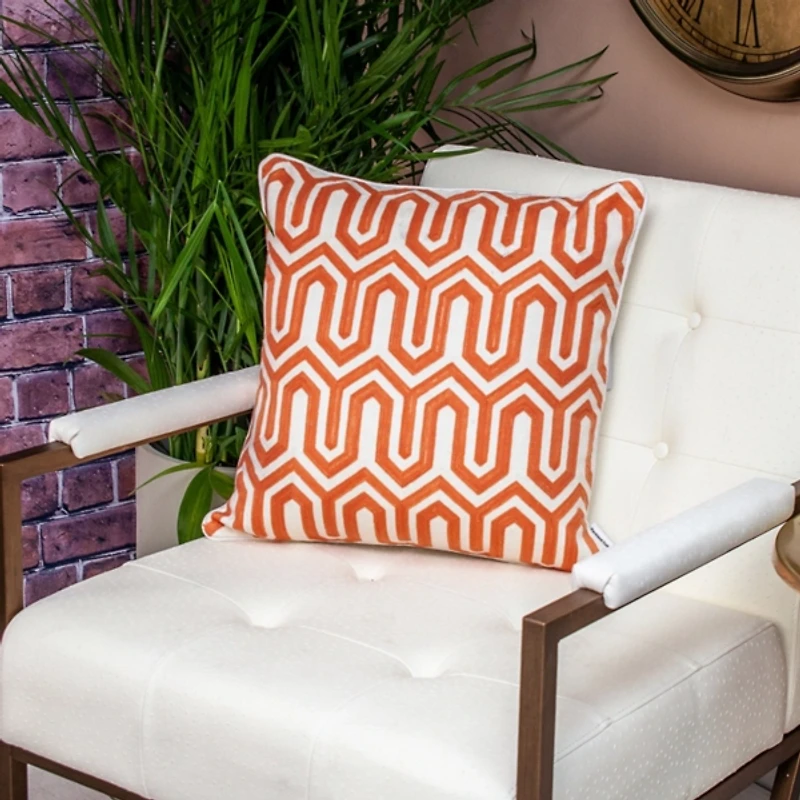 Machu Orange Woven Pillow
