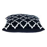 Black and White Embroidered Geometric Pillow