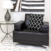 Black and White Embroidered Geometric Pillow