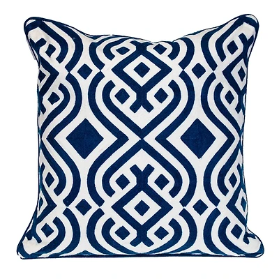 and White Transitional Embroidered Pillow