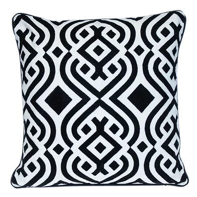 Black and White Transitional Embroidered Pillow